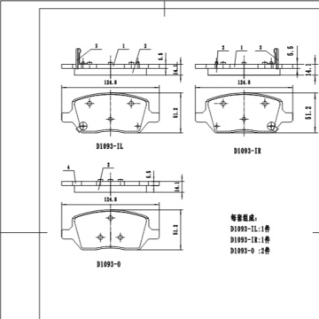 D1093 ODON branded semi-metallic or ceramic OEM brake pad automobile brake pads for CHEVROLET